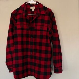 L.L. Bean Red and Black Plaid Shirt Jacket